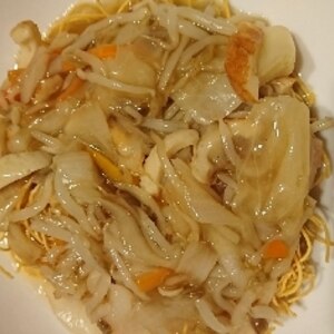 残り野菜と竹輪であんかけ皿うどん